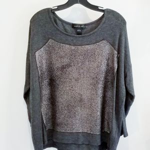 August Silk gray metallic front pullover size L